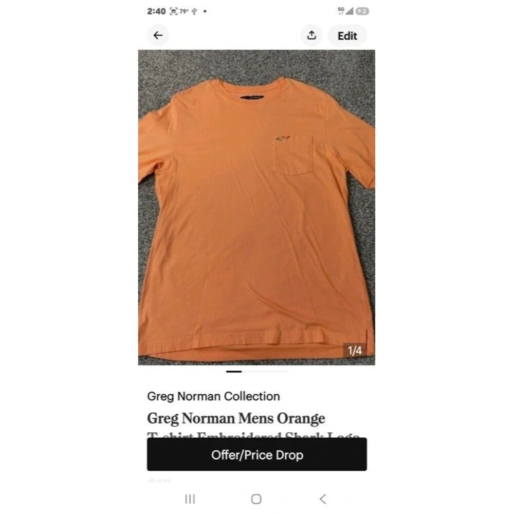 Greg Norman Men’s Orange Pocket T-Shirt